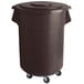 A black mobile ingredient storage bin with a lid and wheels.