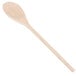 A close-up of a Tablecraft beechwood wooden spoon with a long wooden handle.