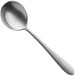 A WMF by BauscherHepp Sara stainless steel soup spoon with a silver handle.