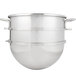 A large silver Hobart stainless steel mixing bowl with handles.