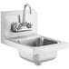 A Steelton stainless steel wall mounted hand sink with a gooseneck faucet.