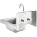 A Steelton stainless steel wall mounted hand sink with a gooseneck faucet.