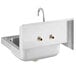 A Steelton wall mounted hand sink with a gooseneck faucet.