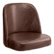A Lancaster Table & Seating brown vinyl bucket seat with stitching on the back.