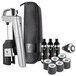 A close up of a black and silver Coravin Timeless Six Plus wine preservation system.