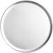 A white round plate with a round surface and a white border.