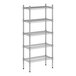 A wireframe of a Regency chrome metal shelf kit with four shelves.