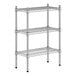 A Regency chrome wire shelving unit with three shelves.