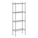 A wireframe of a Regency chrome stationary shelving unit with four shelves.