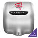 A silver Excel XLERATOReco hand dryer with a logo.