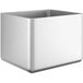 A silver rectangular stainless steel sink bowl.
