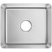 A Regency stainless steel fabricated undermount sink bowl with a hole in the center.