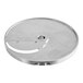 A round metal 3/16-inch curved slicing disc designed for use with AvaMix Goliath Series food processors.
