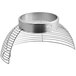A silver metal bowl guard with a round ring on top.