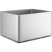 A rectangular silver stainless steel sink bowl.