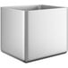 A fabricated stainless steel square sink bowl.
