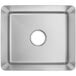 A silver stainless steel Regency sink bowl with a hole in the center.