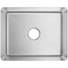 A white rectangular stainless steel sink bowl with a hole in the center.