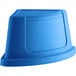 A blue Lavex corner round push door trash can lid.