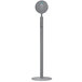 A grey metal simplehuman floor stand with a round grey base.