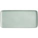 A rectangular Acopa Pangea porcelain platter in a light blue matte finish.