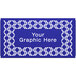 A blue hexagonal sign with white text that says "Your Graphic Here"