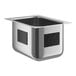 A silver stainless steel Advance Tabco undermount sink bowl.
