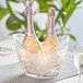A Choice small oval plastic wine bucket with two bottles of wine in ice.