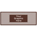 A brown rectangular sign with a white circle pattern and space for a custom graphic.