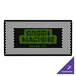 A black SelectSpace partition panel with white circle pattern and green machine logo.