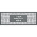 A grey rectangular sign with a white square weave pattern.
