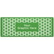 A green hexagonal partition panel with a white geometric pattern.
