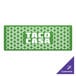 A green hexagonal panel with a white hexagonal pattern.