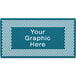 A blue sign with white circles and text reading "Your Graphic Here"