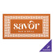 A SelectSpace burnt orange weave pattern partition panel with white text.