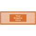 A SelectSpace burnt orange square weave partition panel with white rectangular sign with the words "your graphic here"