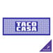 A royal blue square panel with a white SelectSpace logo and white weave pattern.