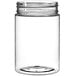 A clear plastic jar with a lid.