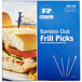 A Royal Paper box of 4" bamboo frilled club food picks in assorted colors.