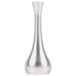 A close-up of a Tablecraft silver metal tear drop bud vase.