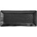 A black rectangular Acopa Izumi melamine platter with a wavy design.