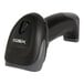 A black and white POS-X ION Bluetooth barcode scanner on a white background.