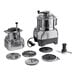 A silver and black AvaMix food processor with a round stainless steel disc in the middle.