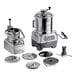 AvaMix Goliath food processor with stainless steel bowl, blender, and discs on a white background.