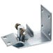 A metal bracket with two screws on it.