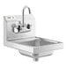 A Regency stainless steel wall mounted hand sink with a gooseneck faucet.