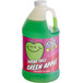 A green jug of Jolly Rancher Green Apple Slushy concentrate on a counter.