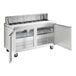 A stainless steel Hoshizaki sandwich top prep refrigerator with open doors.