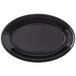 A black oval Carlisle Dallas Ware platter with a black rim.