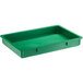 A green rectangular plastic tray with a white handle.